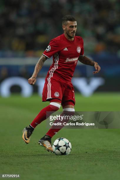Olympiakos Piraeus defender Diogo Figueiras from Portugal during the UEFA Champions League match between Sporting CP and Olympiakos Piraeus at...