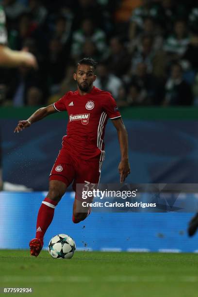 Olympiakos Piraeus midfielder Mehdi Carcela Gonzalez from Marrocos during the UEFA Champions League match between Sporting CP and Olympiakos Piraeus...