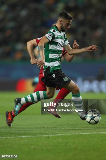 Sporting CP midfielder Bruno Fernandes from Portugal during the UEFA Champions League match between Sporting CP and Olympiakos Piraeus at Estadio...