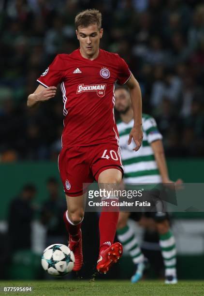 Olympiakos Piraeus defender Bjorn Engels from Belgium in action during the UEFA Champions League match between Sporting Clube de Portugal and...