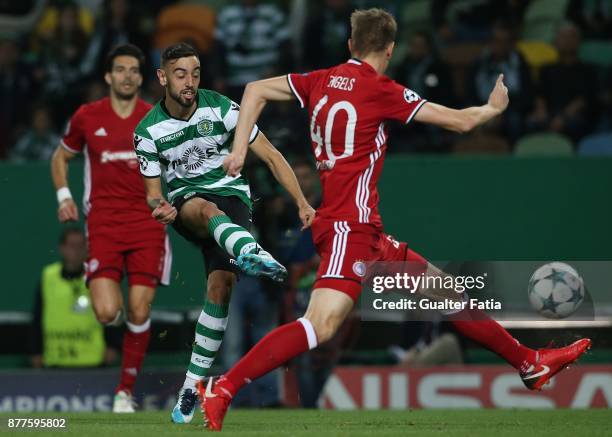 Sporting CP midfielder Bruno Fernandes from Portugal in action during the UEFA Champions League match between Sporting Clube de Portugal and...