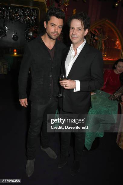 Dominic Cooper and guest attend the Nick Cave & The Bad Seeds x The Vampires Wife x Matchesfashion.com party at Loulou's on November 22, 2017 in...