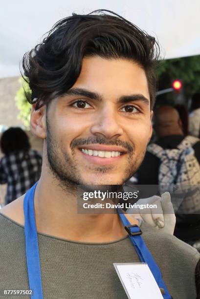 Marlon Aquino is seen at the Los Angeles Mission Thanksgiving Meal for the homeless at the Los Angeles Mission on November 22, 2017 in Los Angeles,...