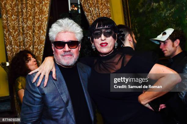 Director Pedro Almodovar and actress Rossy de Palma attend Dior Ball Party at Santona Palace on November 22, 2017 in Madrid, Spain.
