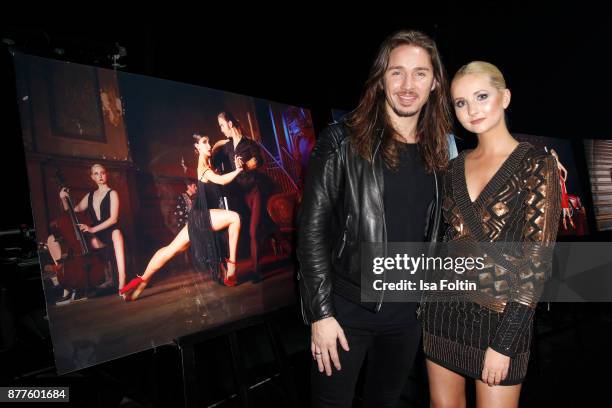 Gil Ofarim and Anna Hiltrop during the presentation of the new Lambertz Fine Art Calendar 2018 at Friedrichstadtpalast on November 22, 2017 in...