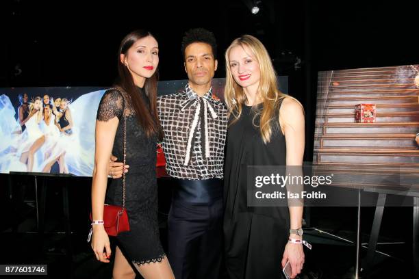 Lia Kemendi, Kris Jobson and Elena Pris during the presentation of the new Lambertz Fine Art Calendar 2018 at Friedrichstadtpalast on November 22,...