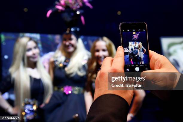 Nadine Trompka and Claudia Campus during the presentation of the new Lambertz Fine Art Calendar 2018 at Friedrichstadtpalast on November 22, 2017 in...