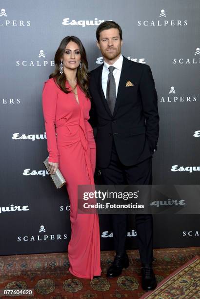 Nagore Aramburu and Xabi Alonso attend Esquire and Scalpers 10th anniversary party at the Palacio de Santa Coloma on November 22, 2017 in Madrid,...