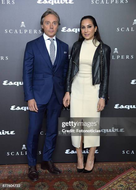 Israel Bayon and Cristina Sainz attend Esquire and Scalpers 10th anniversary party at the Palacio de Santa Coloma on November 22, 2017 in Madrid,...