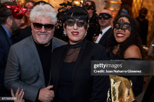 Pedro Almodovar, Rossy de Palma and Luna Mary attend to the Dior Ball party at Santona Palace on November 22, 2017 in Madrid, Spain.