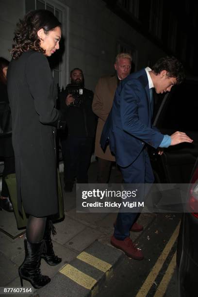 Lilly ,Elias Balthasar and Boris Becker seen leaving C restaurant in Mayfair after celebrating Boris Becker's 50th birthday party on November 22,...