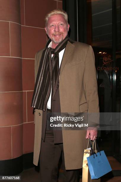 Boris Becker seen leaving C restaurant in Mayfair after celebrating his 50th birthday on November 22, 2017 in London, England.