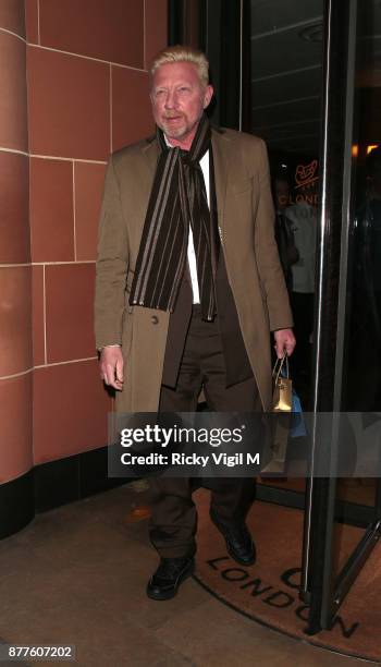 Boris Becker seen leaving C restaurant in Mayfair after celebrating his 50th birthday on November 22, 2017 in London, England.