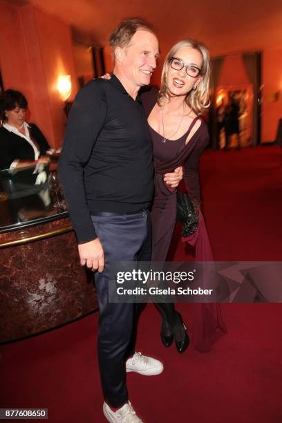 Thorsten Nindel and Isabella Huebner during the 'Josef und Maria' premiere at "Komoedie" theatre on November 22, 2017 in Munich, Germany.