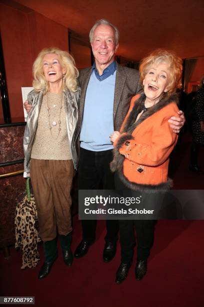 Birgit Bergen, Dirk Galuba and Doris Gallert during the 'Josef und Maria' premiere at "Komoedie" theatre on November 22, 2017 in Munich, Germany.