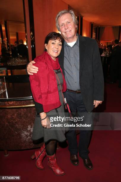 Sigmar Solbach and his wife Claudia Solbach during the 'Josef und Maria' premiere at "Komoedie" theatre on November 22, 2017 in Munich, Germany.