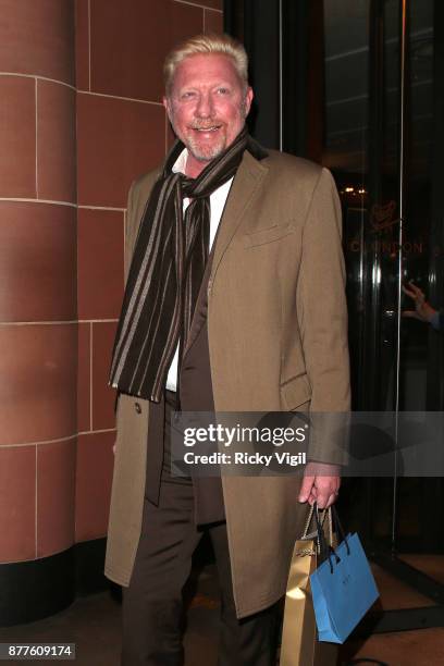 Boris Becker seen leaving C restaurant in Mayfair after celebrating his 50th birthday on November 22, 2017 in London, England.