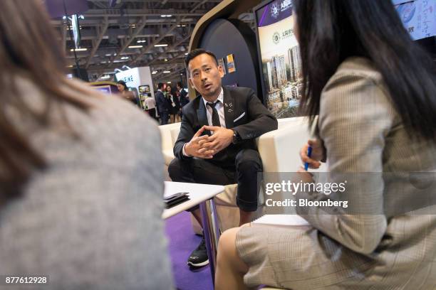 Alvin Chau, founder and chairman of Suncity Group Holdings Ltd., speaks during an interview during the Macau Gaming Show at the Venetian Hotel in...