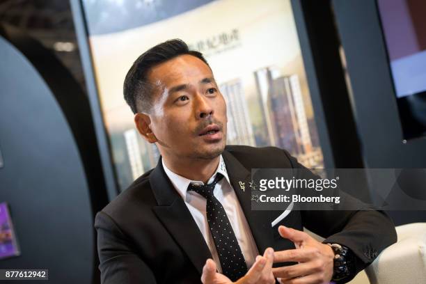 Alvin Chau, founder and chairman of Suncity Group Holdings Ltd., speaks during an interview during the Macau Gaming Show at the Venetian Hotel in...