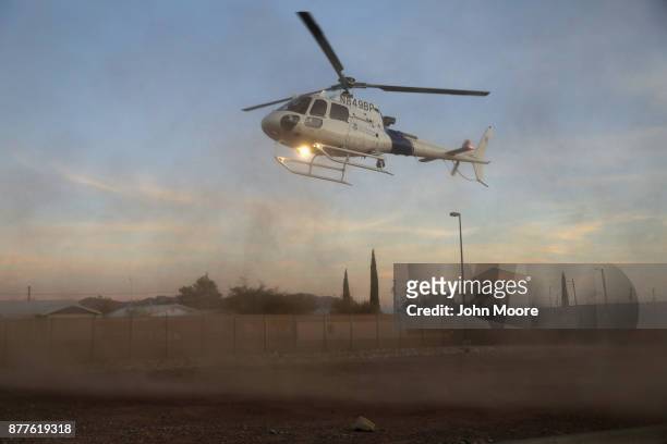 Customs and Border Protection , pilot lands after flying over the Big Bend area of west Texas on November 22, 2017 near Van Horn, Texas. Federal...
