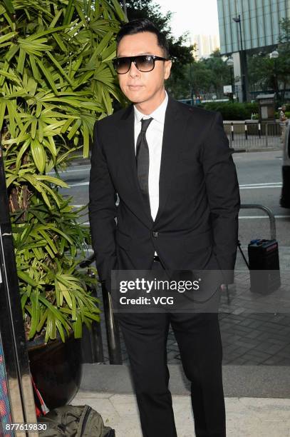 Actor Donnie Yen arrives at the mourning hall of film producer/talent manager Willie Chan Chi-Keung on November 22, 2017 in Hong Kong, China....