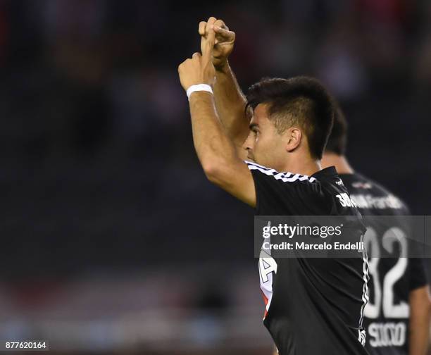 Gonzalo Martinez of River Plate celebrates after scoring the second goal of his team during a match between River and Union as part of Superliga...