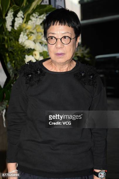Director Ann Hui arrives at the mourning hall of film producer/talent manager Willie Chan Chi-Keung on November 22, 2017 in Hong Kong, China....