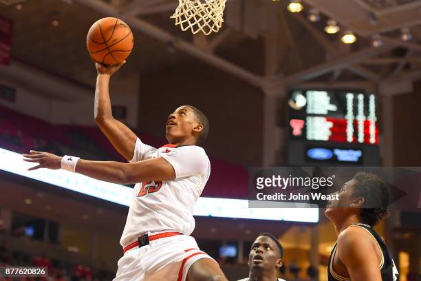 Jarrett Culver of the Texas Tech Red Raiders gets the lay up during the game against the Wofford Terriers on November 22, 2017 at United Supermarkets...