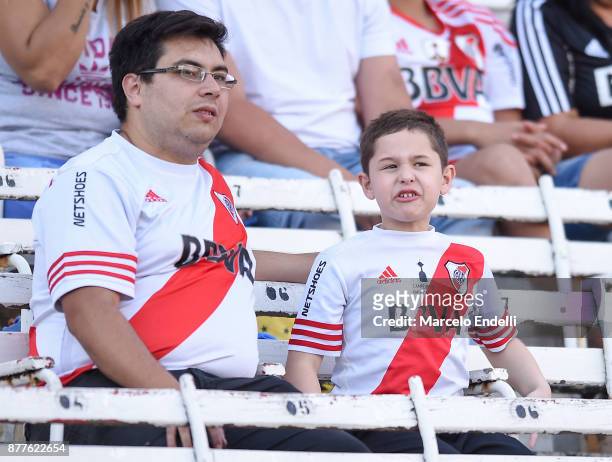 Fans of River Plate enjoy the atmosphere before a match between River and Union as part of Superliga 2017/18 at Monumental Stadium on November 22,...