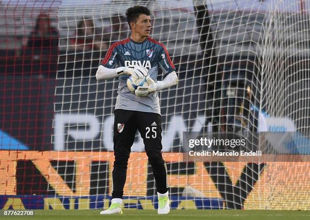 Enrique Bologna of River Plate in action during a match between River and Union as part of Superliga 2017/18 at Monumental Stadium on November 22,...