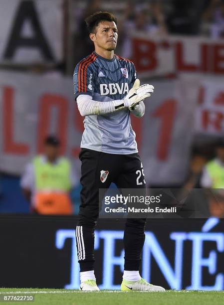 Enrique Bologna of River Plate looks on during a match between River and Union as part of Superliga 2017/18 at Monumental Stadium on November 22,...