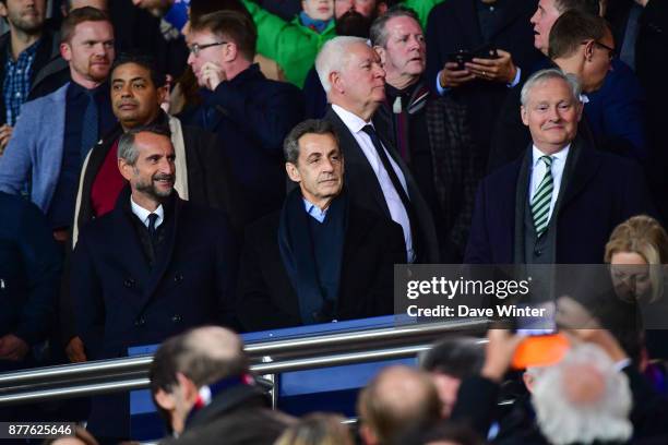Director general Jean-Claude Blanc, former French president Nicolas Sarkozy and Celtic chairman Ian Bankier during the UEFA Champions League match...