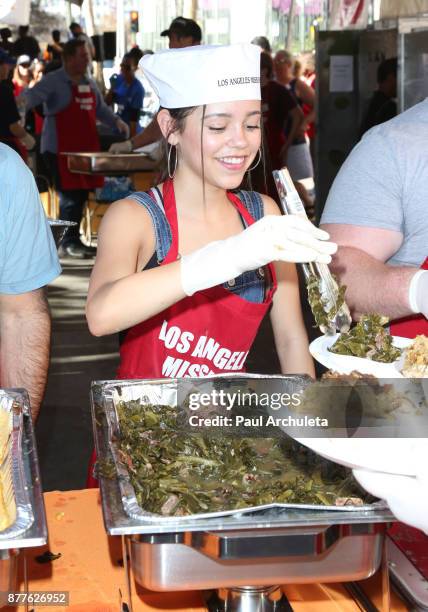 Actress Jenna Ortega attends the Thanksgiving Meal For The Homeless event at The Los Angeles Mission on November 22, 2017 in Los Angeles, California.