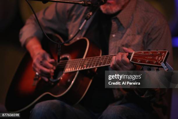 Detail of his hands on the guitar when Jorma Kaukonen and Hot Tuna perform an acoustic concert at City Winery on November 22, 2017 in New York City.