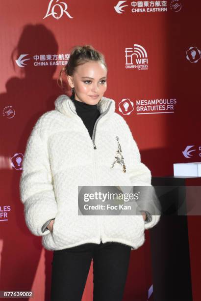 Lily Rose Depp attends Christmas Lights Launch On The Champs Elysees on November 22, 2017 in Paris, France.