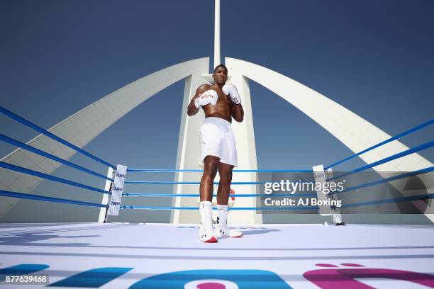 Anthony Joshua at Burj Al Arab on November 18, 2017 in Dubai, United Arab Emirates.