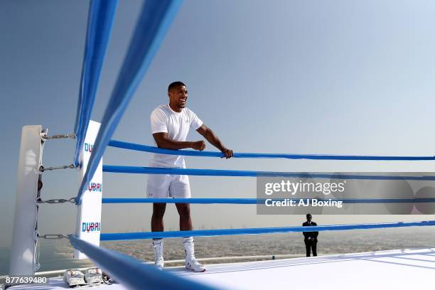 Anthony Joshua at Burj Al Arab on November 18, 2017 in Dubai, United Arab Emirates.