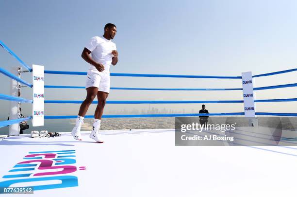 Anthony Joshua at Burj Al Arab on November 18, 2017 in Dubai, United Arab Emirates.