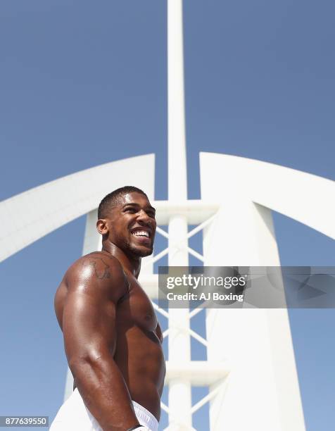 Anthony Joshua at Burj Al Arab on November 18, 2017 in Dubai, United Arab Emirates.