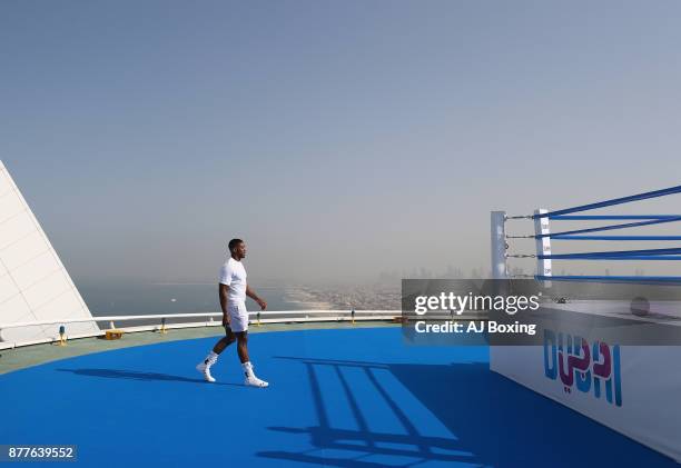 Anthony Joshua at Burj Al Arab on November 18, 2017 in Dubai, United Arab Emirates.