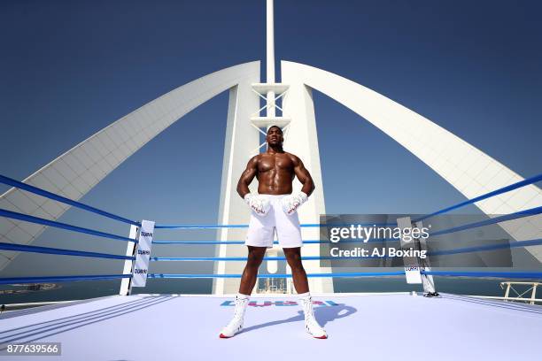 Anthony Joshua at Burj Al Arab on November 18, 2017 in Dubai, United Arab Emirates.