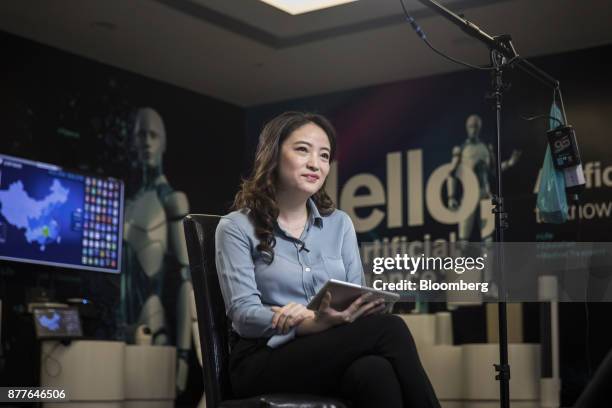 Du Lan, senior vice president at Iflytek Co., listens during an interview at the company's regional headquarters in Guangzhou, China, on Tuesday,...