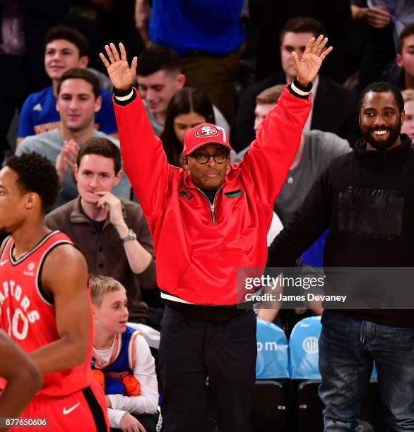 Spike Lee attends the Toronto Raptors Vs New York Knicks game at Madison Square Garden on November 22, 2017 in New York City.