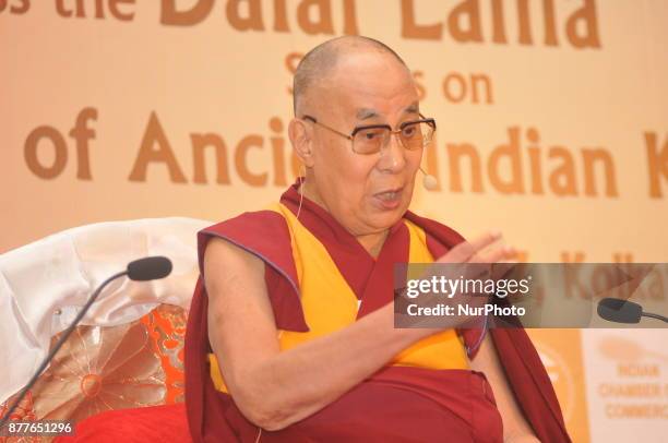 Tribetian holiness Dalai Lama addressed at the Indian Chamber of commerce programme on November 23,2017 in Kolkata,India.