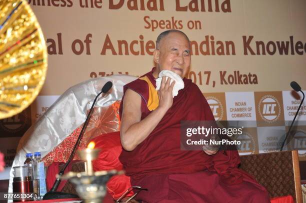 Tribetian holiness Dalai Lama addressed at the Indian Chamber of commerce programme on November 23,2017 in Kolkata,India.