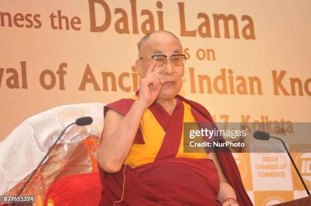 Tribetian holiness Dalai Lama addressed at the Indian Chamber of commerce programme on November 23,2017 in Kolkata,India.