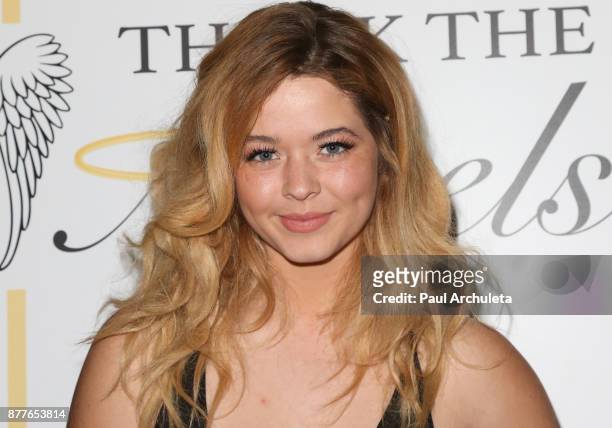 Actress Sasha Pieterse attends the stuffing of the bags for the "Thank The Angels Thanksgiving Charity" event at Lucky Strike Live on November 22,...
