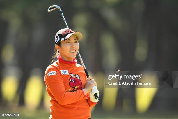 Ritsuko Ryu of Japan smiles during the first round of the LPGA Tour Championship Ricoh Cup 2017 at the Miyazaki Country Club on November 23, 2017 in...