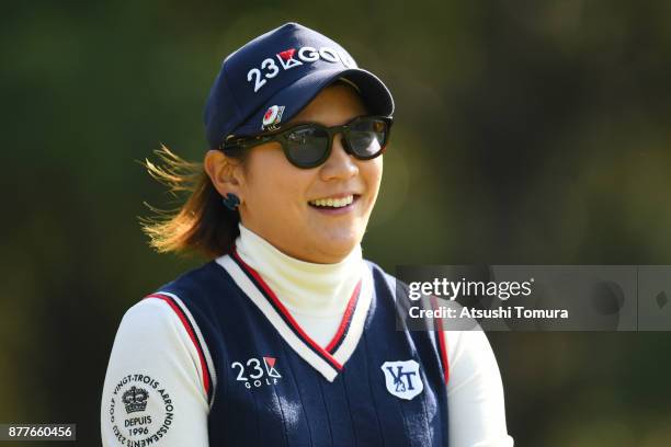 Misuzu Narita of Japan smiles during the first round of the LPGA Tour Championship Ricoh Cup 2017 at the Miyazaki Country Club on November 23, 2017...