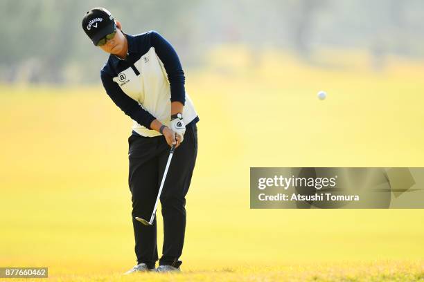 Hee-Kyung Bae of South Korea putts on the 2nd hole during the first round of the LPGA Tour Championship Ricoh Cup 2017 at the Miyazaki Country Club...